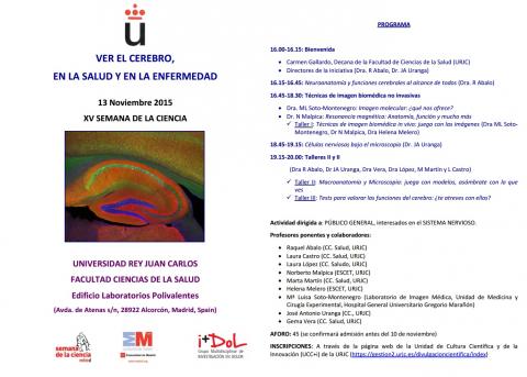 Programa XV Semana de la Ciencia URJC